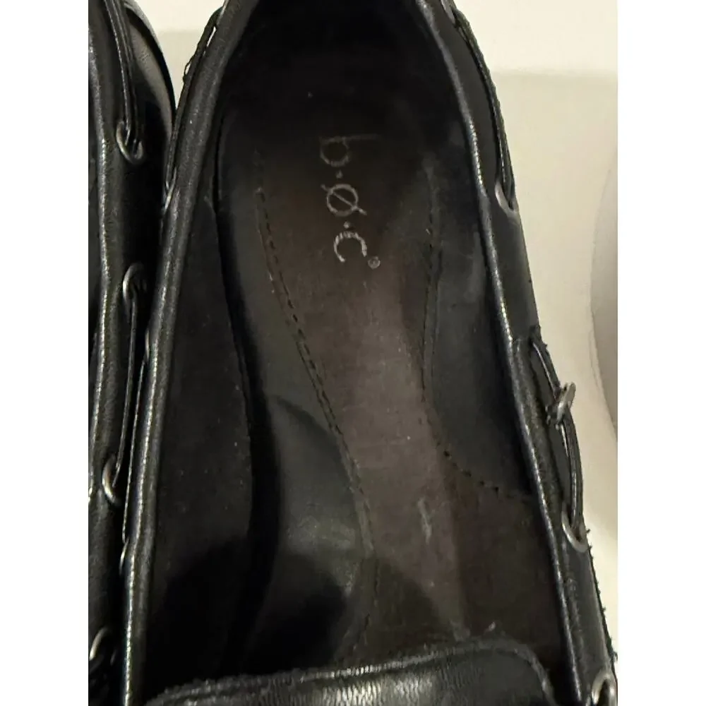 Black Driving Loafers Moccasin Bow BOC Preppy Comfort Slip On Flats Women's 7.5M